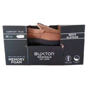 Buxton Comfort Plus Moccasin Slippers Indoor Outdoor Mens Size Medium 7 8 NIB